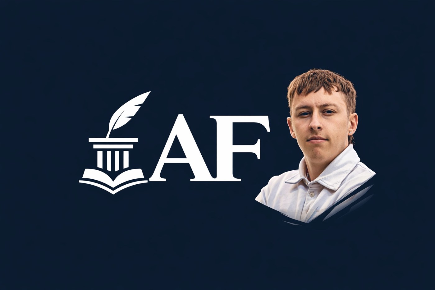 Alex Frieling – AF mit Feder, Buch und Porträt